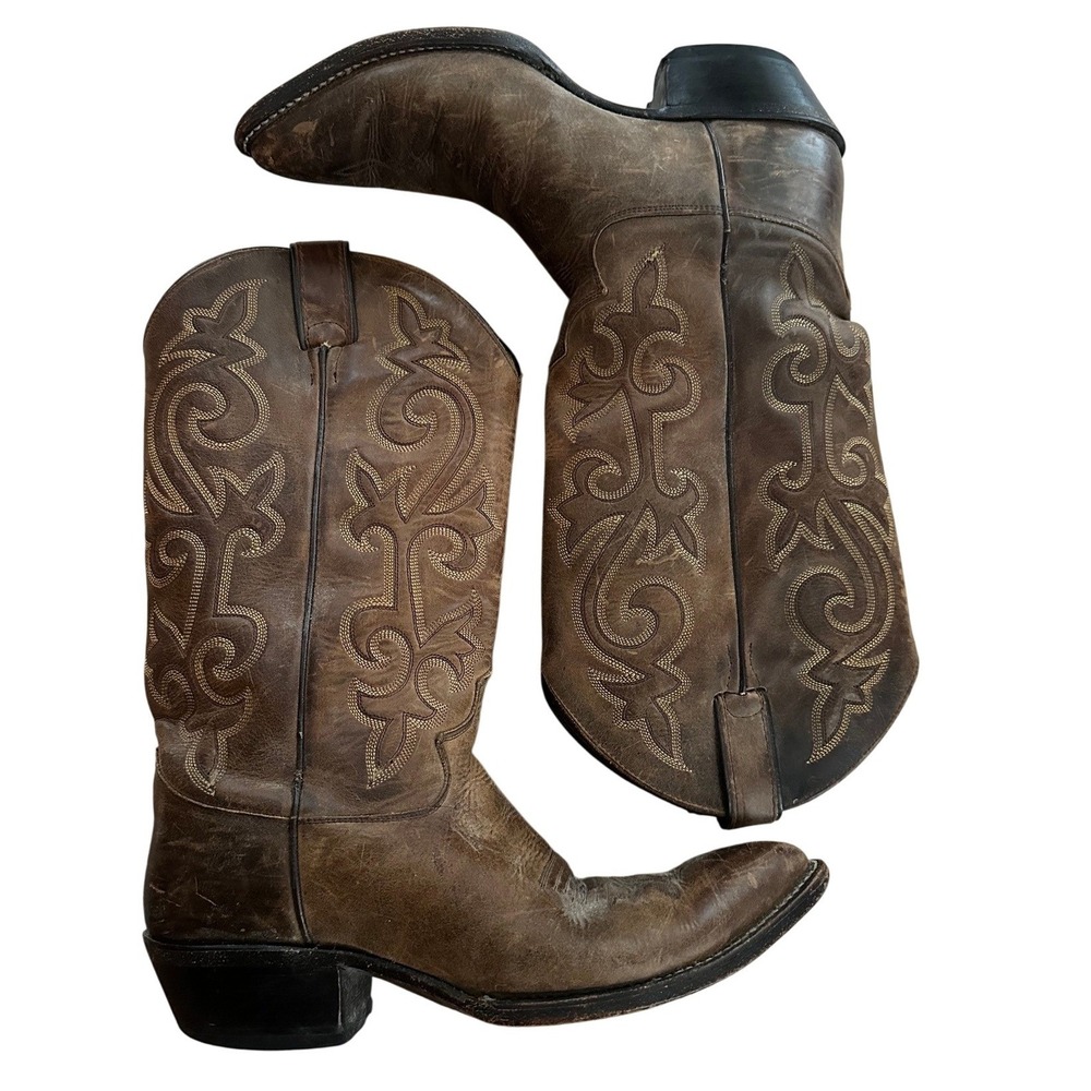 Justin Brown Leather Western Cowboy Boots Men's 8 B